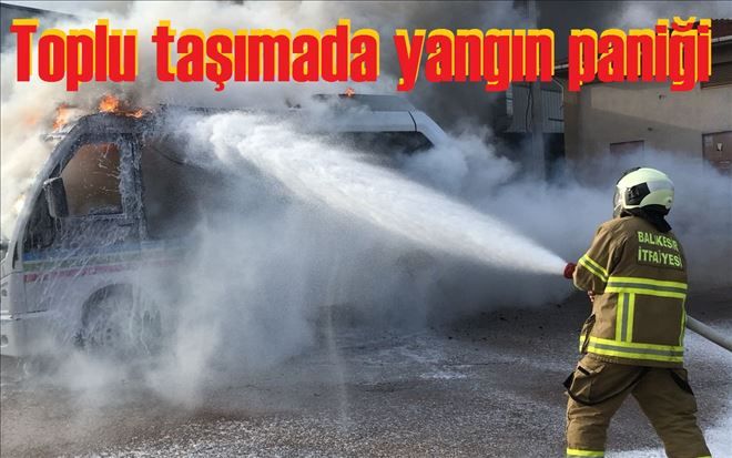 Ömerköy-Bandırma hattı çalışan minübüs yandı