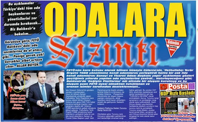Görünüşe göre; FETÖ Balıkesir´deki oda seçimlerine de el atmış gibi?