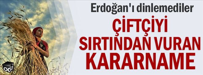 Çiftçiyi sırtından hançerleyen kararname