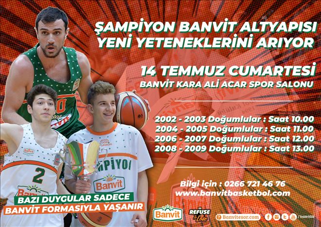 BANVİT BASKETBOL ALTYAPI SEÇMELERİ 14 TEMMUZ´DA