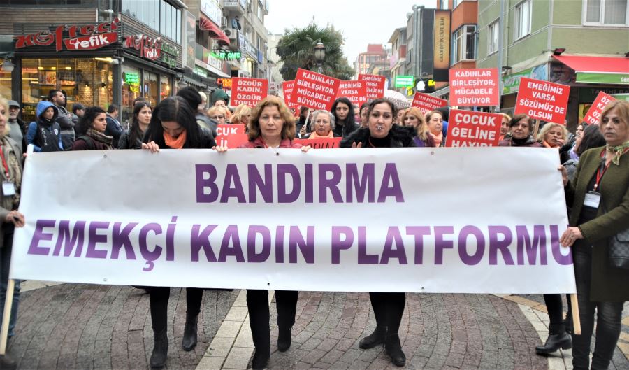 Kadına şiddete Bandırma tepkisi