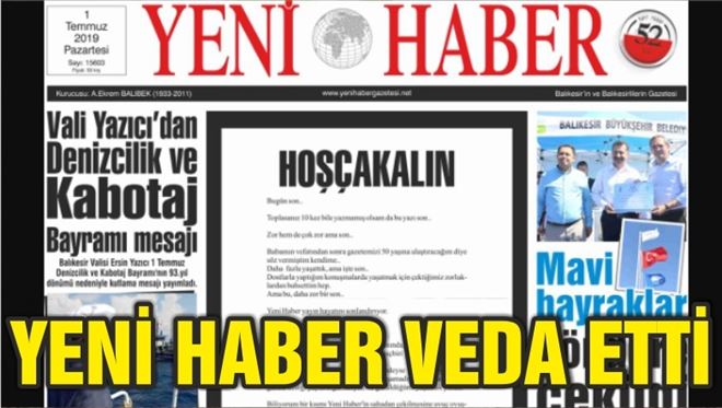 Balıkesir Yeni Haber kapandı