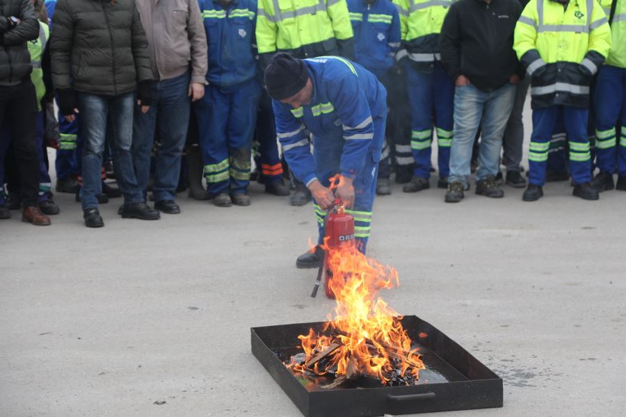 ŞANTİYEDE YANGIN TATBİKATI