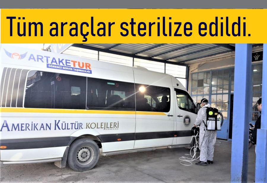 Servis araçları dezenfekte edildi.