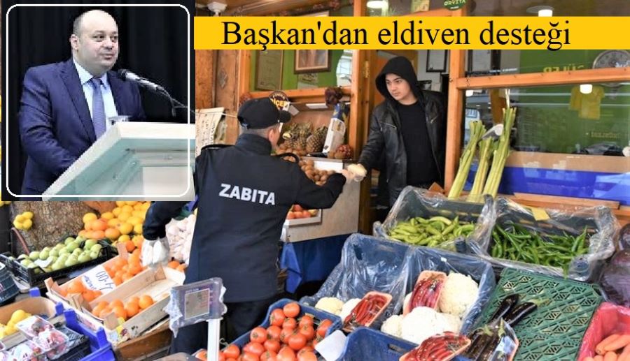 Başkan Palaz, esnafa hijyenik eldiven dağıttı.