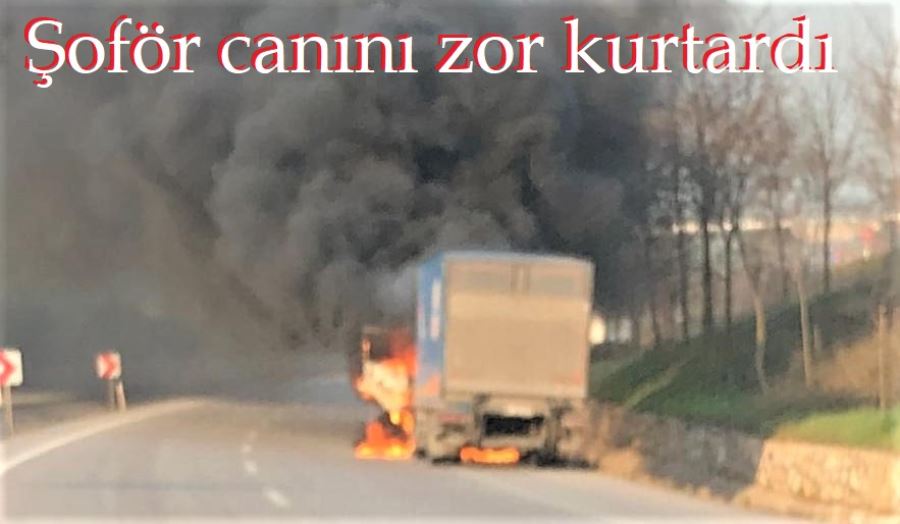 Kargo aracı yandı