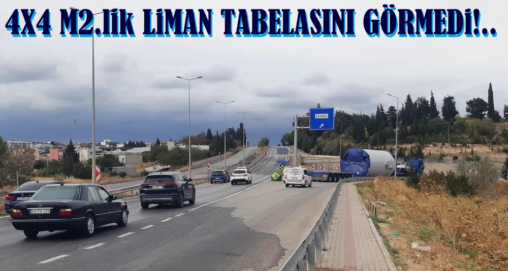 Rüzgar gülleri taşıyan Dev TIR kavşakta Liman yolunu teğet geçti.