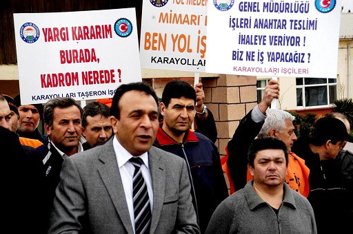 Karayolları işçilerinden eylem 