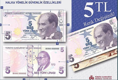 Yeni kağıt  beş liralar tedavüle çıkıyor