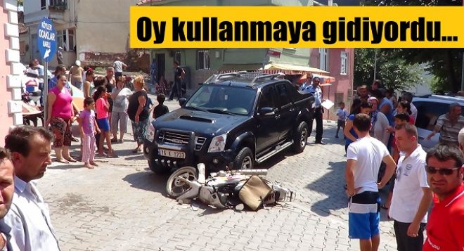 Oy kullanmaya giderken kaza yaptı