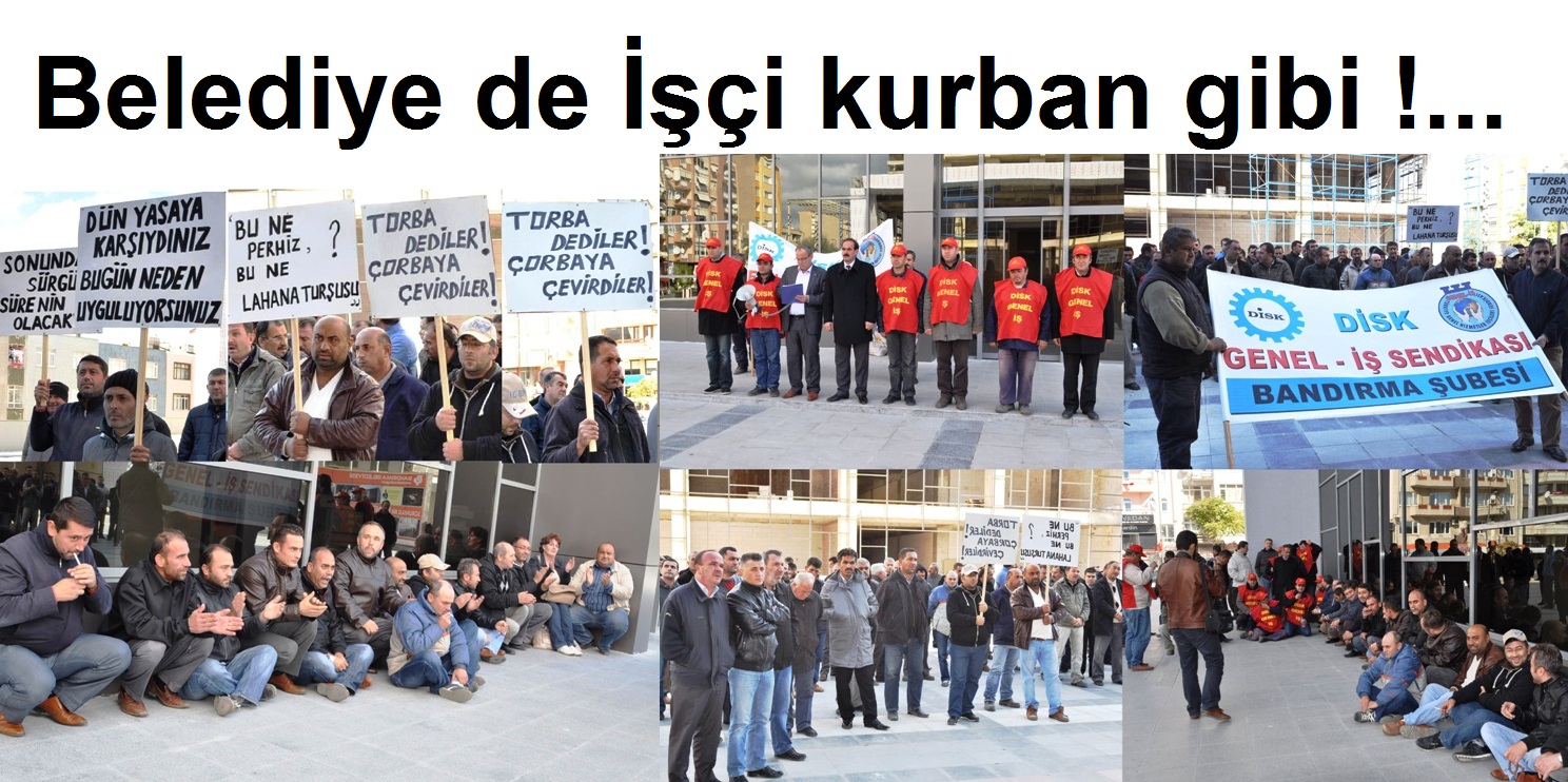 Belediye çalışanlarından Oturma eylemi