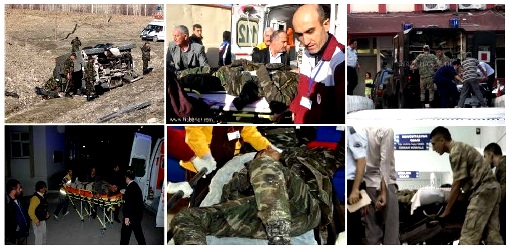 Askeri Araç Devrildi 16 yaralı var.